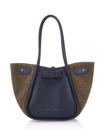Proenza Schouler Large Felted Ruched Tote In Dark Navy