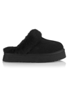 Ugg Disquette Shearling-trimmed Suede Slippers In Black