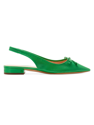 Kate Spade Veronica Perforated Leather Slingback Flats In  Green