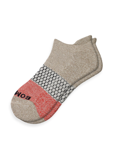 Bombas Tri-block Ankle Socks In Taupe Cherry