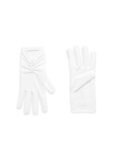 Us Angels Kids' Satin Glove With Pearls In Neutral