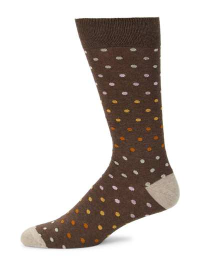 Saks Fifth Avenue Collection Polka Dot Stretch Cotton Socks In Java Combo