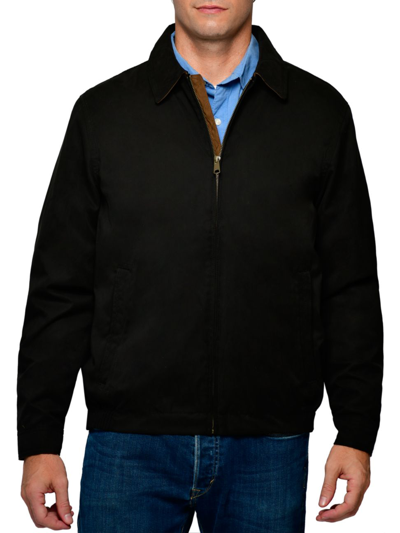 Thermostyles Men's Classic Fit Microfiber Zip Golf Jacket In Black