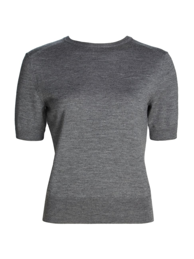 The Row Paolo Wool-silk Top In Medium Grey Melan