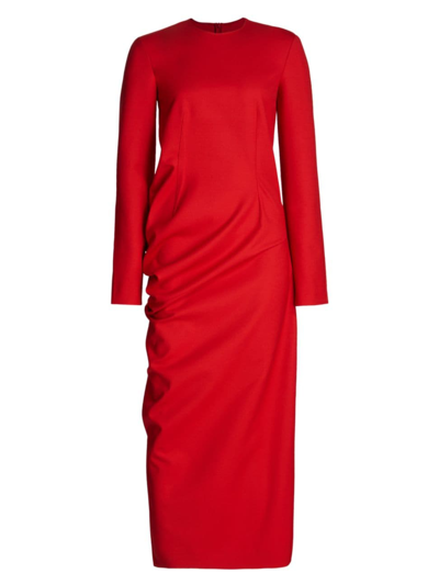 The Row Lucienne Ruched Maxi Dress In Red