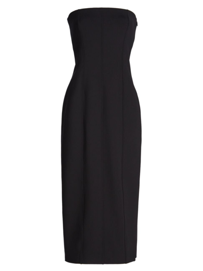 The Row Reeta Strapless Wool And Silk-blend Maxi Dress In Black