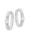 ADRIANA ORSINI WOMEN'S GLITZ STERLING SILVER & CUBIC ZIRCONIA INSIDE-OUT HOOP EARRINGS