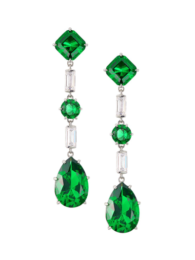 Adriana Orsini Women's Glitz Sterling Silver, Nano Gem, & Cubic Zirconia Extra-large Drop Earrings