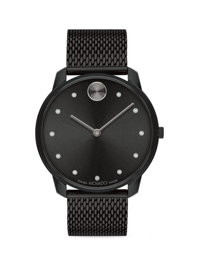 Movado Bold Thin Plated Steel Watch In Black