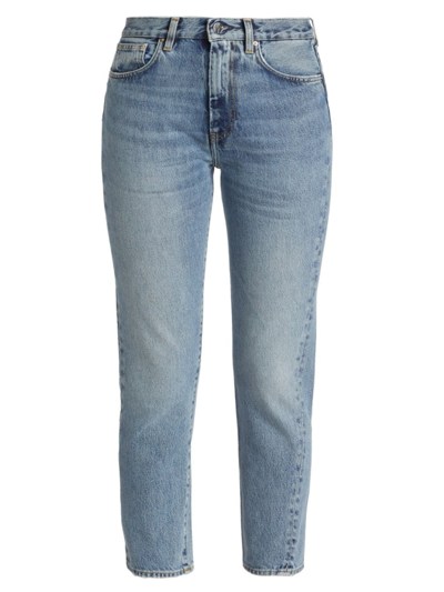 Totême Twisted-seam Mid-rise Slim Ankle Jeans In Worn Blue