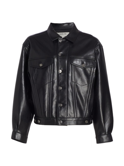 Agolde Recycled Leather Charli Jacket In Detox In Black