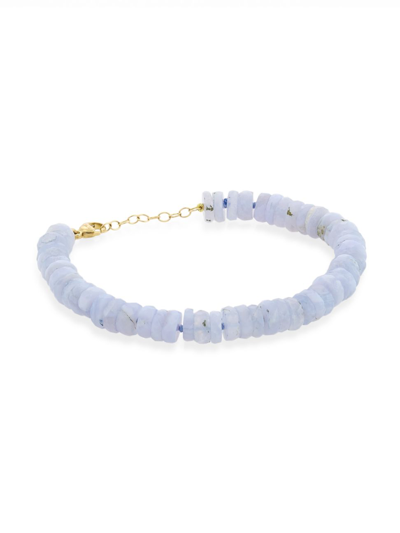 Jia Jia Women's 14k Yellow Gold & Blue Lace Agate Beaded Bracelet