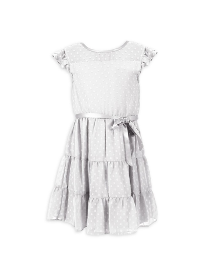 Blush By Us Angels Kids' Girl's Chiffon Polka-dot Dress In White