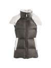 Dawn Levy Evelynn Shearling Trim Hooded Vest In Dark Olive