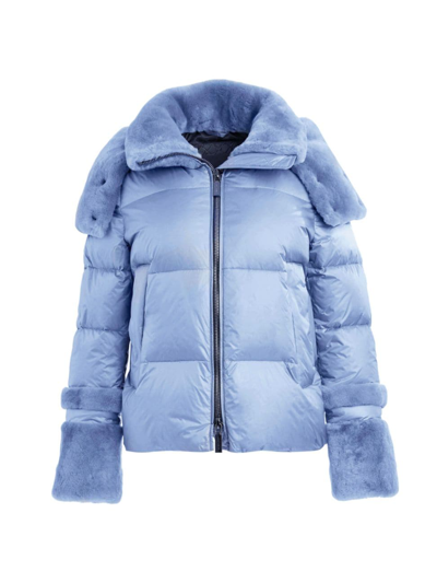 Dawn Levy Harper Down Puffer Coat In Slate Blue