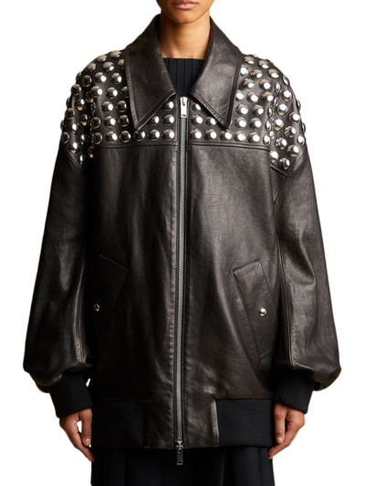 Khaite Ziggy Oversized Studded Jacket In Black