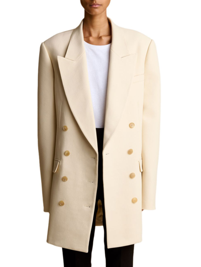 Khaite Balton Double-breasted Wool-blend Coat In White