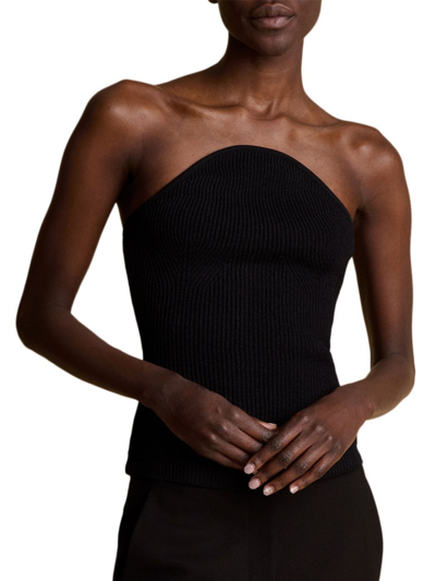 Khaite Jericho Strapless Ribbed-knit Top In Black
