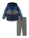 Andy & Evan Kids' Little Boy's & Boy's Hooded Puffer Vest 3-piece Set In Navy