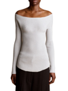 Khaite Salma Off-the-shoulder Cutout Metallic Ribbed-knit Top In Chrome