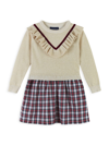 ANDY & EVAN LITTLE GIRL'S VARSITY RUFFLE SWEATER DRESS