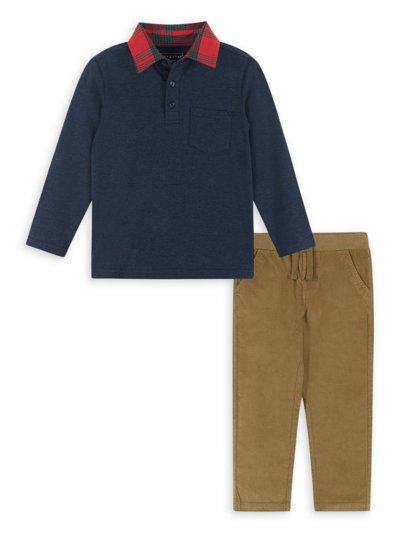 Andy & Evan Kids' Little Boy's & Boy's 2-piece Holiday Pocket Shirt & French Terry Trousers In Navy