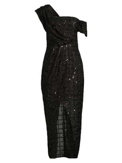 Elliatt Esther Sequined Midi-dress In Black