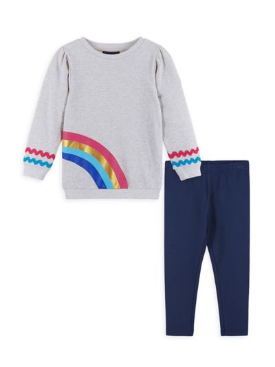 Andy & Evan Kids' Little Girl's & Girl's Rainbow Two-piece Leggings Set In Grey