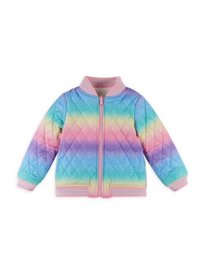 Andy & Evan Kids' Little Girl's Reversible Quilted Bomber In Quiltedrainbow