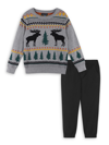 ANDY & EVAN LITTLE BOY'S & BOY'S JACQUARD HOLIDAY jumper & trousers SET