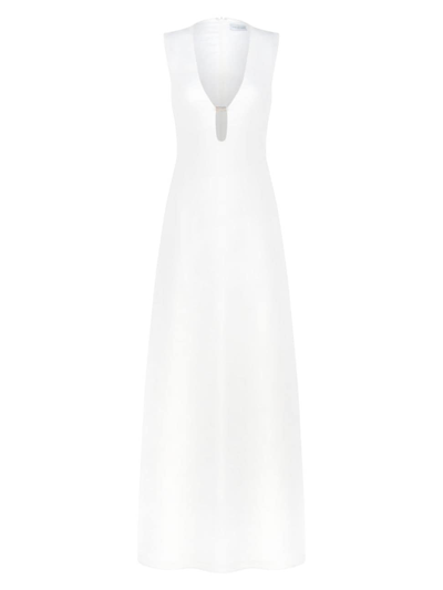 Halston Rene V-neck Crepe Gown In Chalk