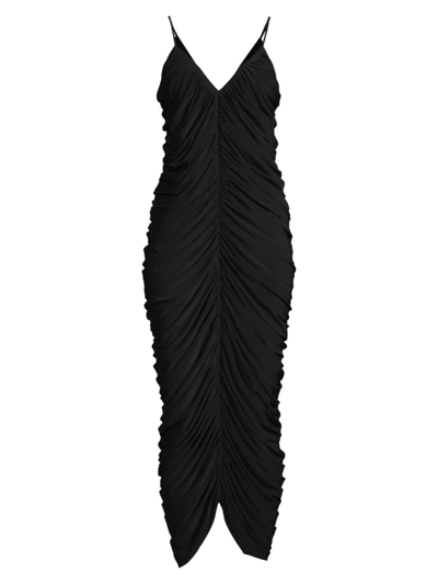Norma Kamali Diana Ruched Slip Gown In Black