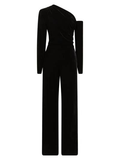 Reiss Ella Off-the-shoulder Velvet Jumpsuit In Black