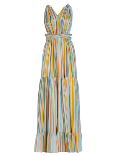 Hannah Artwear Chloe Striped V-neck Maxi Dress In Multi Stripe