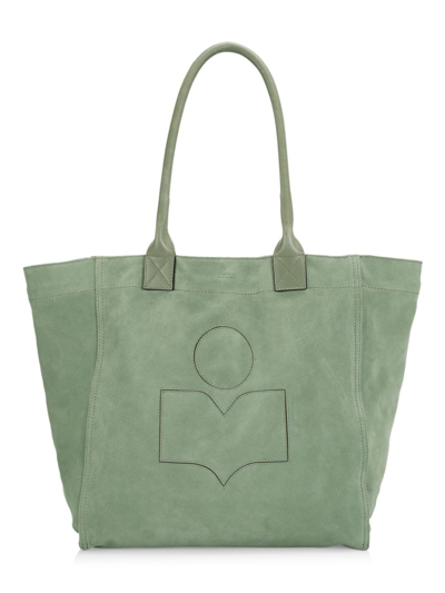 Isabel Marant Yenky Small Suede & Leather Tote In Green