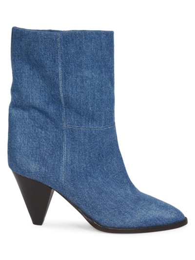 Isabel Marant Rouxa Denim Ankle Boots In Washed Blue