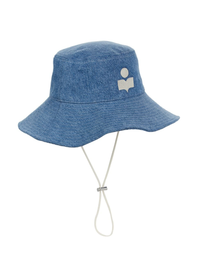 Isabel Marant Delya Denim Bucket Hat In Light Blue