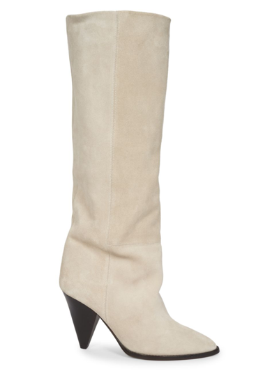 Isabel Marant Suede Rouxy Knee-high Boots 75 In Chalk