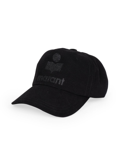 Isabel Marant Women's Tyron Glitter-logo Canvas Baseball Cap In Black