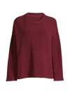 Eileen Fisher Boxy Crewneck Sweater In Dark Cranberry