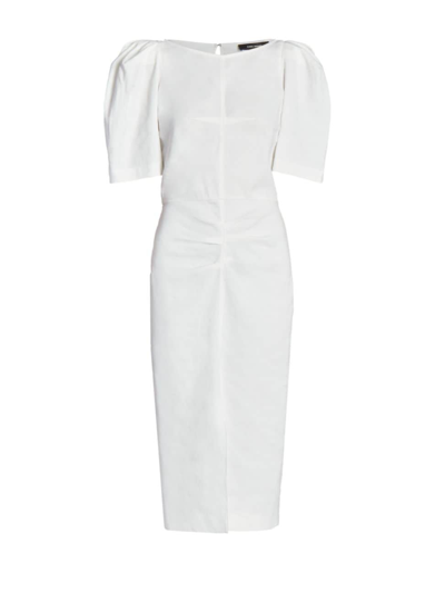 Isabel Marant Flore Puff-sleeve Midi-dress In White