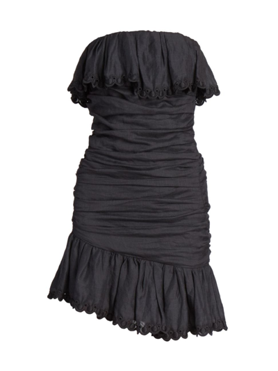 Isabel Marant Oxani Strapless Ruched Minidress In Black