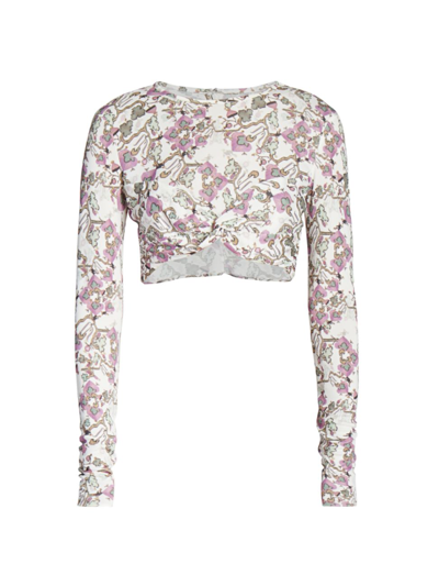 Isabel Marant Jinea Floral-print Twisted Crop Top In White