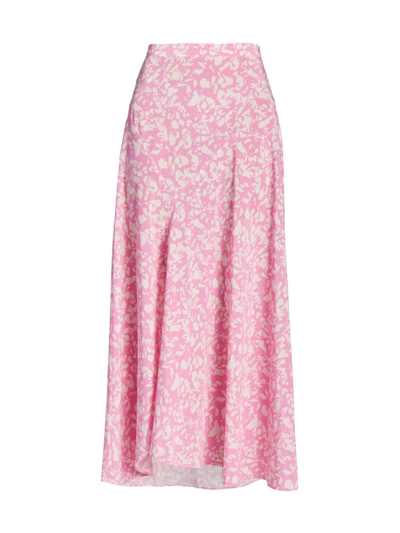 Isabel Marant Sakura Abstract-print Side-slit Midi Skirt In Pink