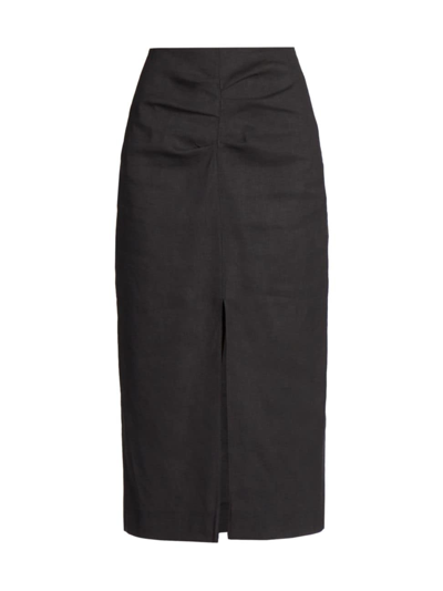 Isabel Marant Feciae Ruched Pencil Skirt In Black