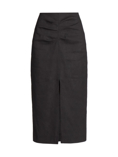 Isabel Marant Feciae Hemp-blend Midi Skirt In Black