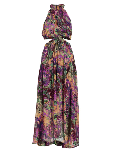 A.l.c Waverly Printed High-neck Midi Dress In Orchid Multi