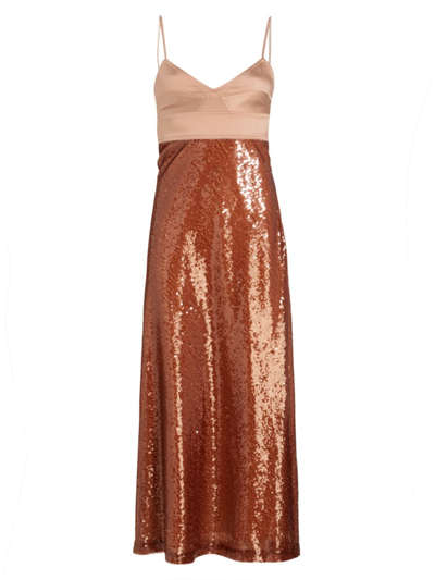 A.l.c Gisele Sequined Midi-dress In Brown,sirocco
