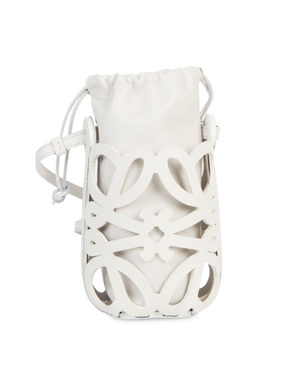 Loewe Anagram Cutout Monogram Leather Shoulder Pouch In White Glaze