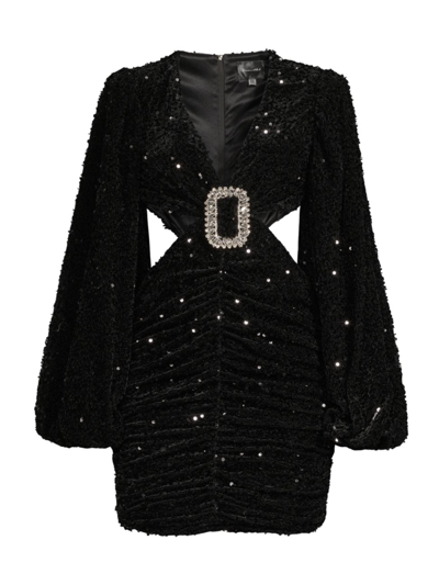 Line & Dot Valeria Sequined Minidress In Black